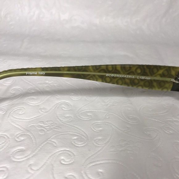 BCBG Max Azria Anjolie Eyeglass Frame Italy Half Rimless 53 17 135 Green Floral - Picture 10 of 12
